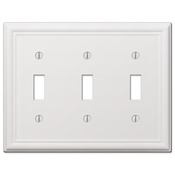Chelsea White Steel - 3 Toggle Wallplate - Wallplate Warehouse 149TTTW 070686582794 3 Toggle