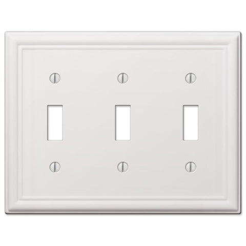 Chelsea White Steel - 3 Toggle Wallplate - Wallplate Warehouse 149TTTW 070686582794 3 Toggle