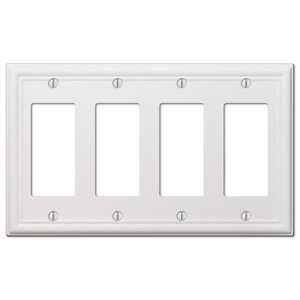 Chelsea White Steel - 4 Rocker Wallplate - Wallplate Warehouse 149R4W 070686582886 4 Rocker
