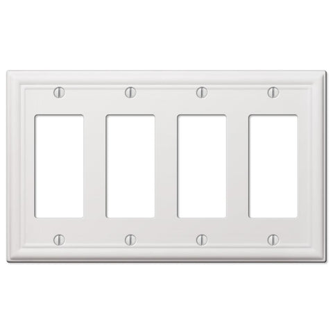 Chelsea White Steel - 4 Rocker Wallplate - Wallplate Warehouse 149R4W 070686582886 4 Rocker