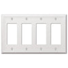 Chelsea White Steel - 4 Rocker Wallplate - Wallplate Warehouse 149R4W 070686582886 4 Rocker