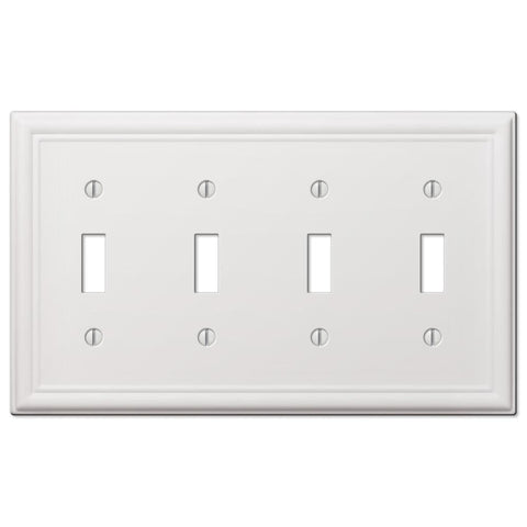 Chelsea White Steel - 4 Toggle Wallplate - Wallplate Warehouse 149T4W 070686582800 4 Toggle