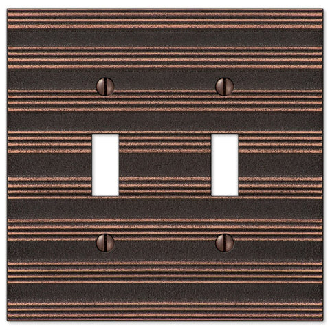 Chemal Aged Bronze Cast - 2 Toggle Wallplate - Wallplate Warehouse 51TTDB 070686579244 2 Toggle