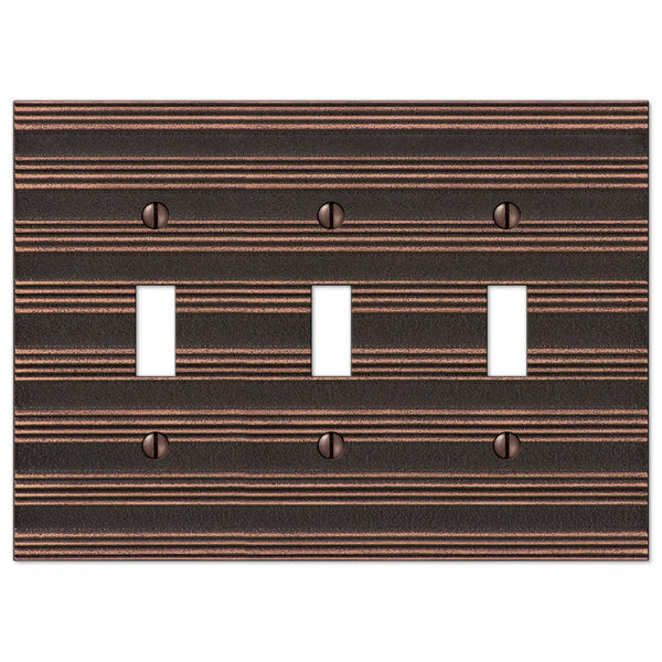 Chemal Aged Bronze Cast - 3 Toggle Wallplate - Wallplate Warehouse 51TTTDB 070686579299 3 Toggle