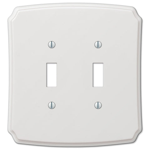 Classic White Plastic - 2 Toggle Wallplate - Wallplate Warehouse 37TT 070686162415 2 Toggle
