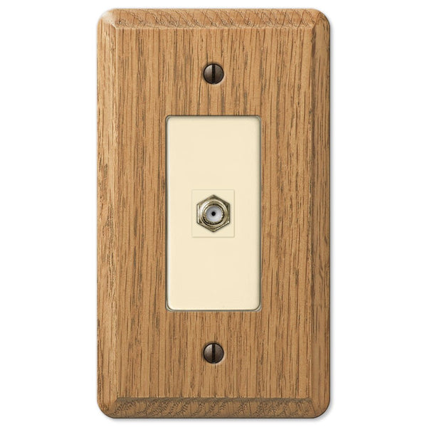 Contemporary Light Oak Wood - 1 Cable Jack Wallplate - Wallplate Warehouse 901CXL 070686581629 Cable Jacks