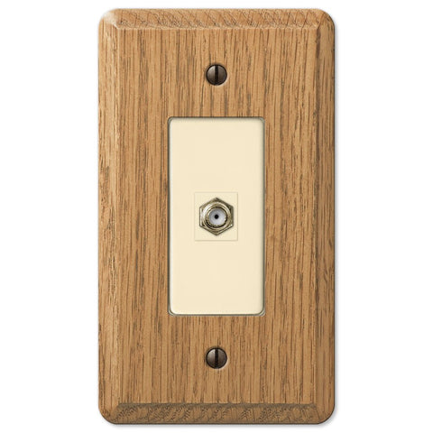 Contemporary Light Oak Wood - 1 Cable Jack Wallplate - Wallplate Warehouse 901CXL 070686581629 Cable Jacks