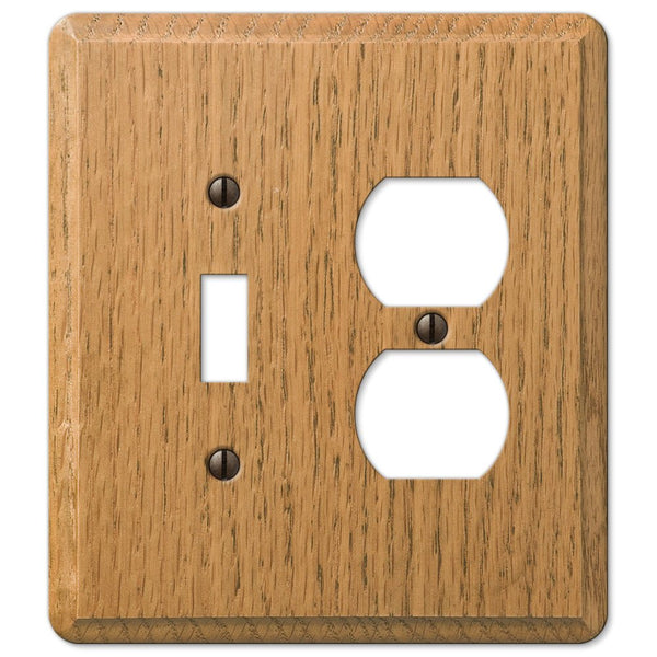 Contemporary Light Oak Wood - 1 Toggle / 1 Duplex Wallplate - Wallplate Warehouse 901TDL 070686576854 1 Toggle / 1 Duplex