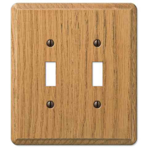 Contemporary Light Oak Wood - 2 Toggle Wallplate - Wallplate Warehouse 901TTL 070686576809 2 Toggle