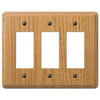 Contemporary Light Oak Wood - 3 Rocker Wallplate - Wallplate Warehouse 901RRRL 070686576885 3 Rocker