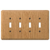Contemporary Light Oak Wood - 4 Toggle Wallplate - Wallplate Warehouse 901T4L 070686576823 4 Toggle