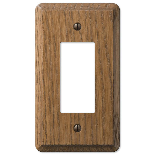 Contemporary Medium Oak Wood - 1 Rocker Wallplate - Wallplate Warehouse 901R 070686576731 1 Rocker