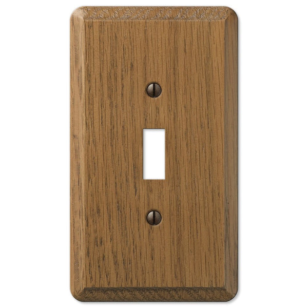 Contemporary Medium Oak Wood - 1 Toggle Wallplate - Wallplate Warehouse 901T 070686576663 1 Toggle