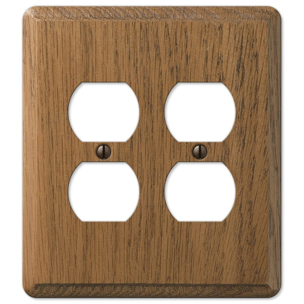 Contemporary Medium Oak Wood - 2 Duplex Wallplate - Wallplate Warehouse 901DD 070686576717 2 Duplex