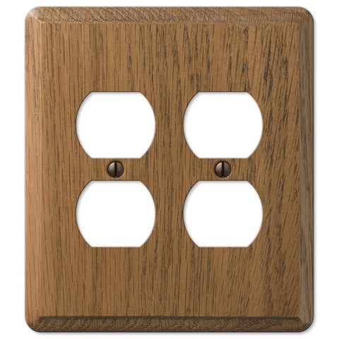 Contemporary Medium Oak Wood - 2 Duplex Wallplate - Wallplate Warehouse 901DD 070686576717 2 Duplex