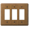 Contemporary Medium Oak Wood - 3 Rocker Wallplate - Wallplate Warehouse 901RRR 070686576755 3 Rocker