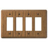 Contemporary Medium Oak Wood - 4 Rocker Wallplate - Wallplate Warehouse 901R4 070686576762 4 Rocker