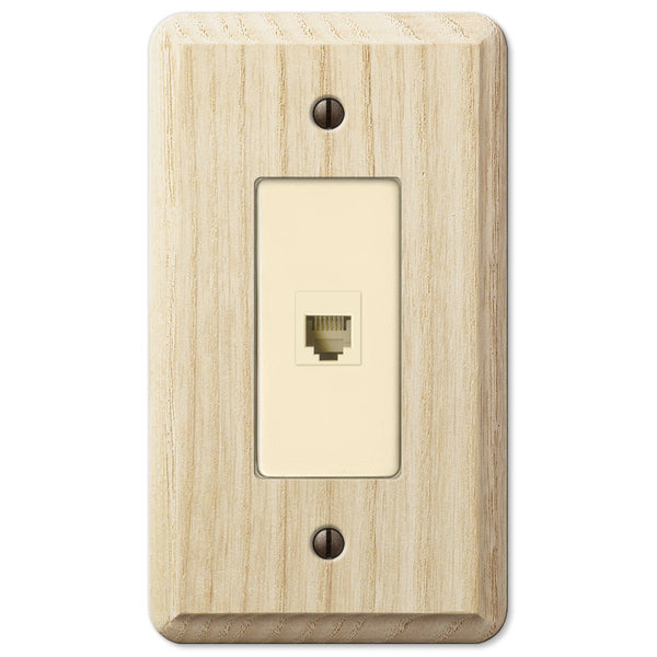 Contemporary Unfinished Ash Wood - 1 Phone Jack Wallplate - Wallplate Warehouse 401PH 070686580806 Phone Jacks