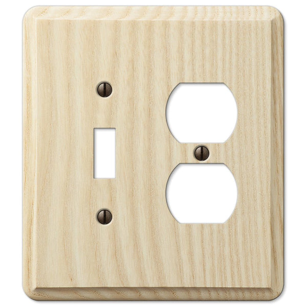 Contemporary Unfinished Ash Wood - 1 Toggle / 1 Duplex Wallplate - Wallplate Warehouse 401TD 070686576984 1 Toggle / 1 Duplex