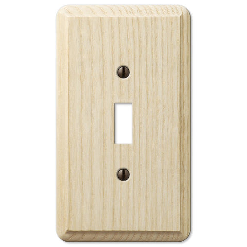 Contemporary Unfinished Ash Wood - 1 Toggle Wallplate - Wallplate Warehouse 401T 070686576922 1 Toggle