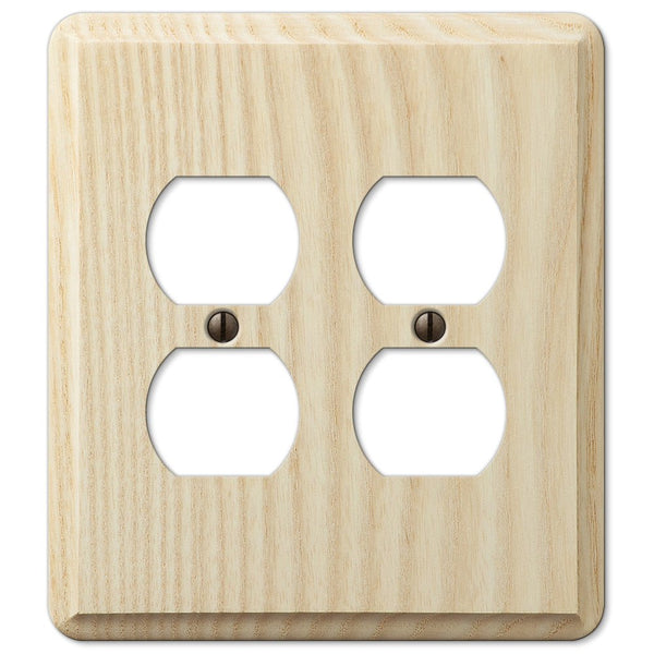 Contemporary Unfinished Ash Wood - 2 Duplex Wallplate - Wallplate Warehouse 401DD 070686576977 2 Duplex