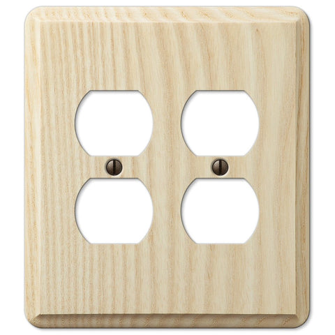 Contemporary Unfinished Ash Wood - 2 Duplex Wallplate - Wallplate Warehouse 401DD 070686576977 2 Duplex