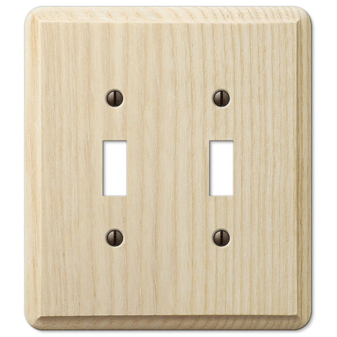 Contemporary Unfinished Ash Wood - 2 Toggle Wallplate - Wallplate Warehouse 401TT 070686576939 2 Toggle