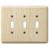Contemporary Unfinished Ash Wood - 3 Toggle Wallplate - Wallplate Warehouse 401TTT 070686576946 3 Toggle