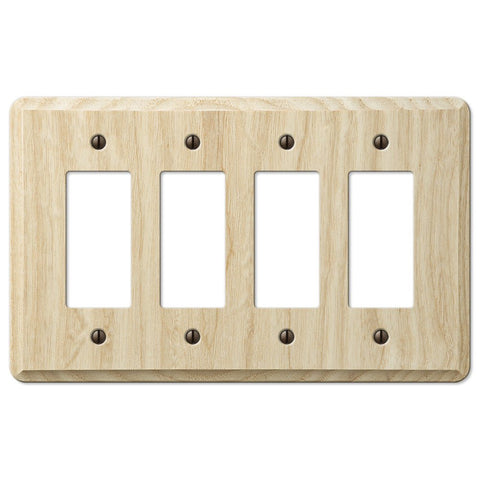 Contemporary Unfinished Ash Wood - 4 Rocker Wallplate - Wallplate Warehouse 401R4 070686577028 4 Rocker