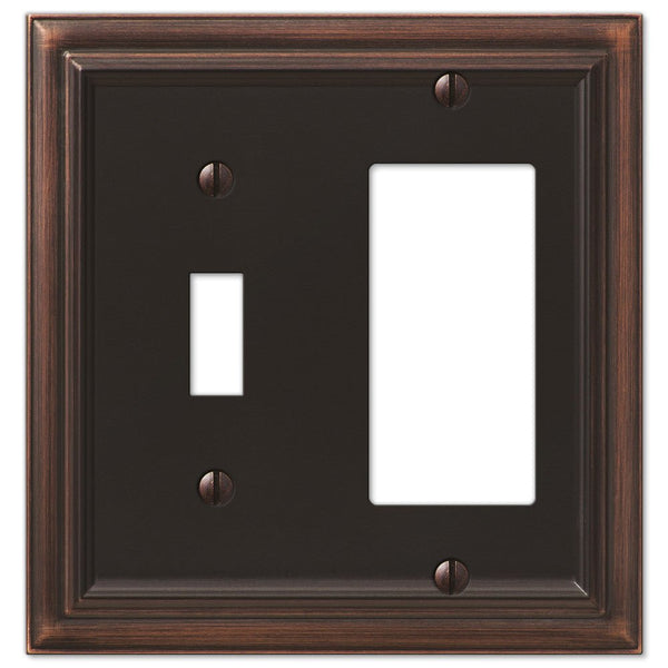 Continental Aged Bronze Cast - 1 Toggle / 1 Rocker Wallplate - Wallplate Warehouse 94TRVB 070686572795 1 Toggle / 1 Rocker