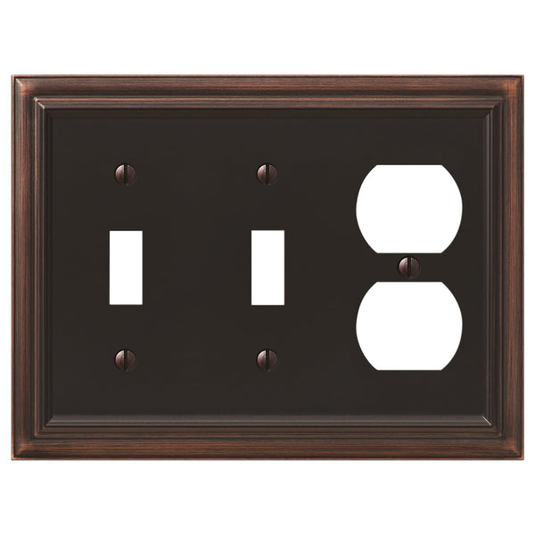 Continental Aged Bronze Cast - 2 Toggle / 1 Duplex Wallplate - Wallplate Warehouse 94TTDVB - B 070686020746 2 Toggle / 1 Duplex