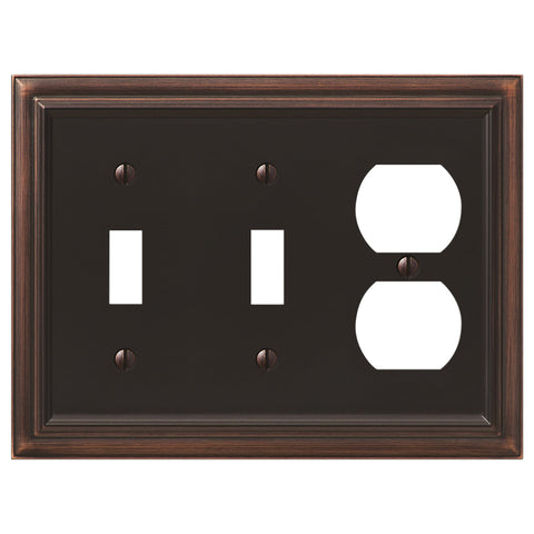 Continental Aged Bronze Cast - 2 Toggle / 1 Duplex Wallplate - Wallplate Warehouse 94TTDVB - B 070686020746 2 Toggle / 1 Duplex