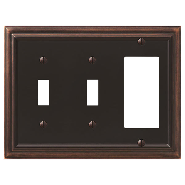 Continental Aged Bronze Cast - 2 Toggle / 1 Rocker Wallplate - Wallplate Warehouse 94TTRVB - B 070686020753 2 Toggle / 1 Rocker