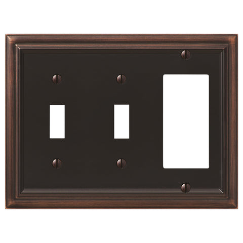 Continental Aged Bronze Cast - 2 Toggle / 1 Rocker Wallplate - Wallplate Warehouse 94TTRVB - B 070686020753 2 Toggle / 1 Rocker