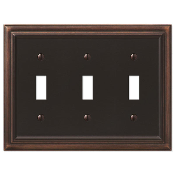 Continental Aged Bronze Cast - 3 Toggle Wallplate - Wallplate Warehouse 94TTTVB 070686572825 3 Toggle