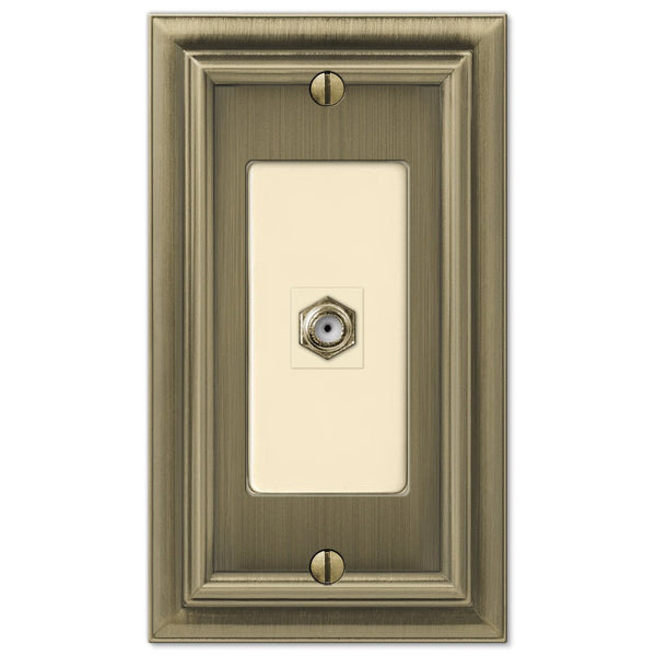Continental Brushed Brass Cast - 1 Cable Jack Wallplate - Wallplate Warehouse 94CXBB 070686581773 Cable Jacks