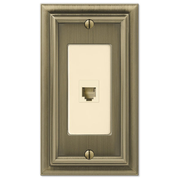 Continental Brushed Brass Cast - 1 Phone Jack Wallplate - Wallplate Warehouse 94PHBB 070686581810 Phone Jacks