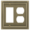 Continental Brushed Brass Cast - 1 Rocker / 1 Duplex Wallplate - Wallplate Warehouse 94RDBB - B 070686020654 1 Rocker / 1 Duplex