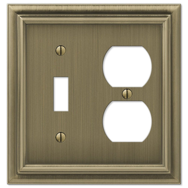 Continental Brushed Brass Cast - 1 Toggle / 1 Duplex Wallplate - Wallplate Warehouse 94TDBB 070686557167 1 Toggle / 1 Duplex