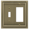 Continental Brushed Brass Cast - 1 Toggle / 1 Rocker Wallplate - Wallplate Warehouse 94TRBB 070686557174 1 Toggle / 1 Rocker