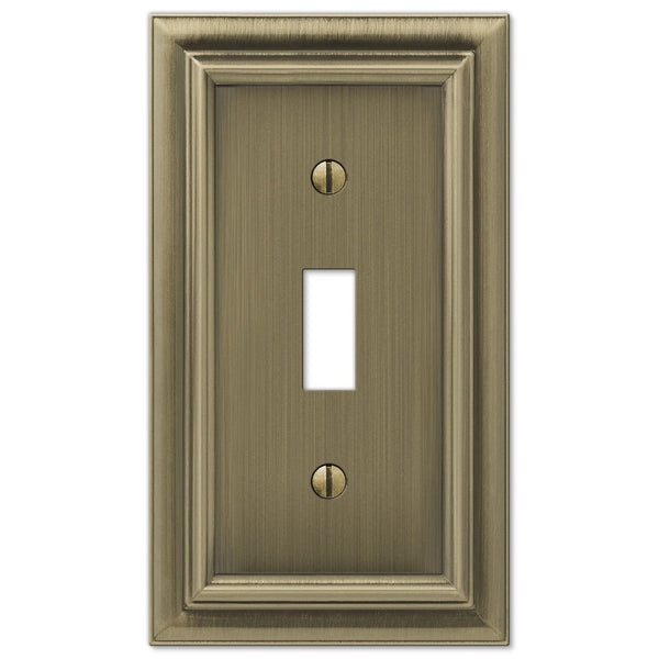 Continental Brushed Brass Cast - 1 Toggle Wallplate - Wallplate Warehouse 94TBB 070686555606 1 Toggle