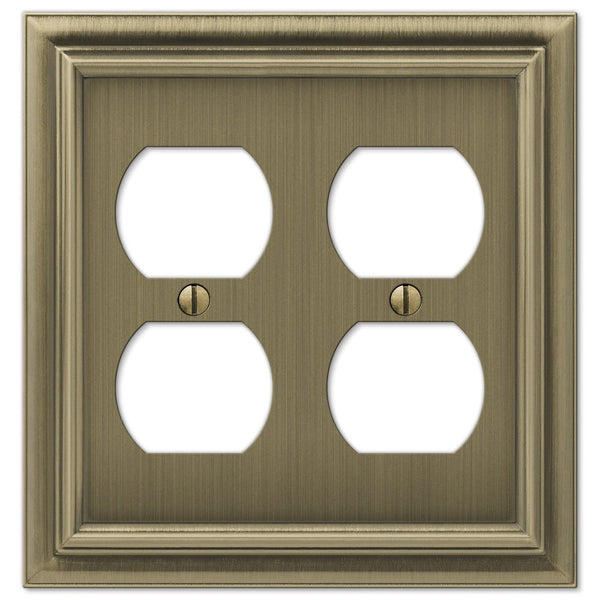 Continental Brushed Brass Cast - 2 Duplex Wallplate - Wallplate Warehouse 94DDBB 070686557181 2 Duplex