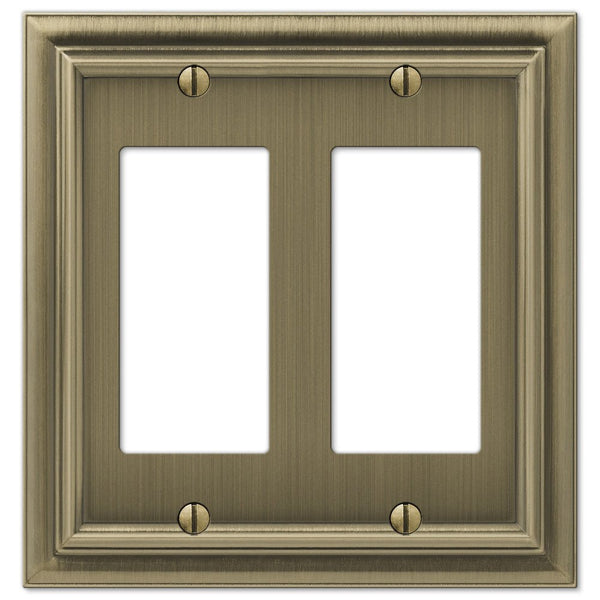 Continental Brushed Brass Cast - 2 Rocker Wallplate - Wallplate Warehouse 94RRBB 070686557198 2 Rocker