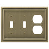 Continental Brushed Brass Cast - 2 Toggle / 1 Duplex Wallplate - Wallplate Warehouse 94TTDBB - B 070686020661 2 Toggle / 1 Duplex