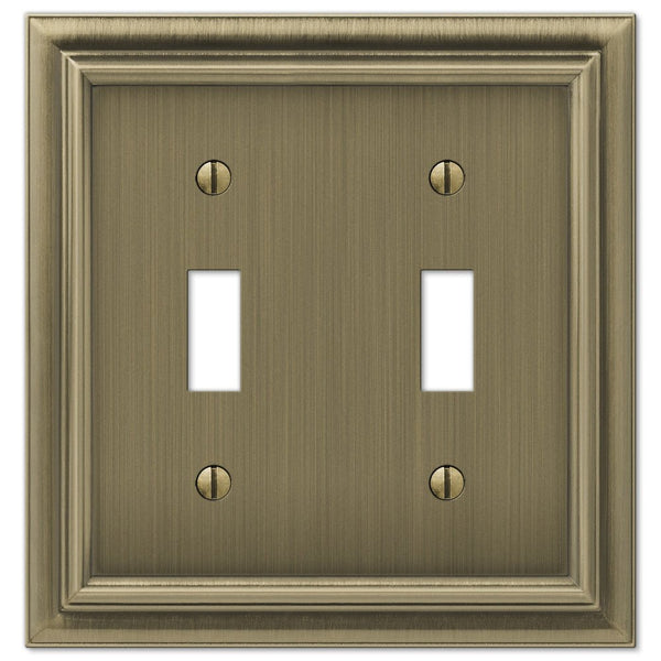 Continental Brushed Brass Cast - 2 Toggle Wallplate - Wallplate Warehouse 94TTBB 070686555637 2 Toggle
