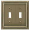 Continental Brushed Brass Cast - 2 Toggle Wallplate - Wallplate Warehouse 94TTBB 070686555637 2 Toggle