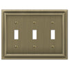 Continental Brushed Brass Cast - 3 Toggle Wallplate - Wallplate Warehouse 94TTTBB 070686557204 3 Toggle
