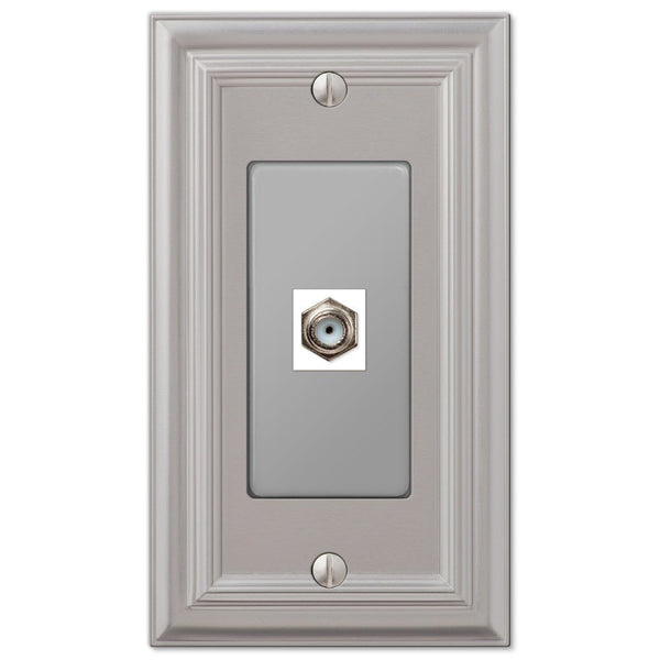 Continental Satin Nickel Cast - 1 Cable Jack Wallplate - Wallplate Warehouse 94CXN 070686581780 Cable Jacks