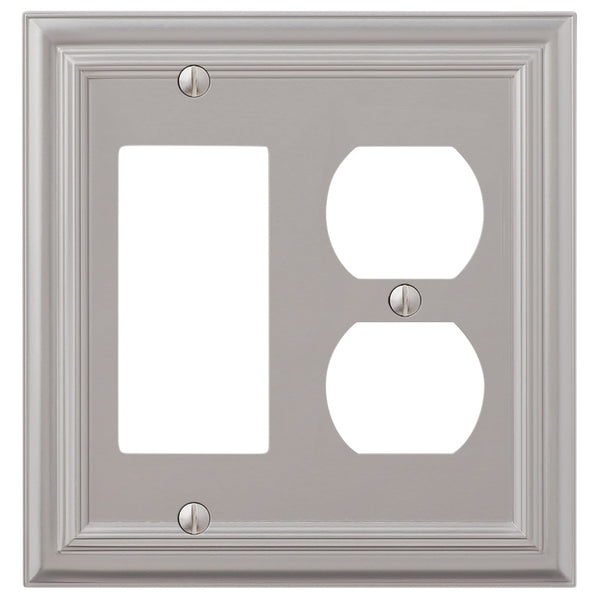 Continental Rocker Switch Continental Satin Nickel Cast - 1 Rocker / 1 Duplex Wallplate