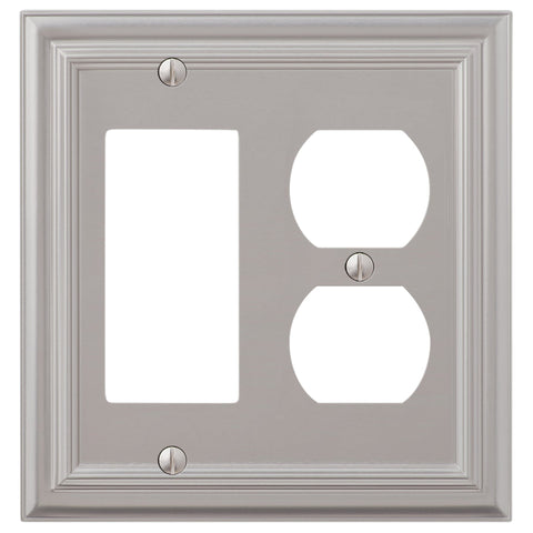 Continental Satin Nickel Cast - 1 Rocker / 1 Duplex Wallplate - Wallplate Warehouse 94RDN - B 070686020692 1 Rocker / 1 Duplex